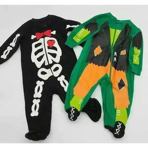 Boy's 6-9 M Halloween Zipper Sleepers - Glow in the Dark Skeleton & Frankenstein